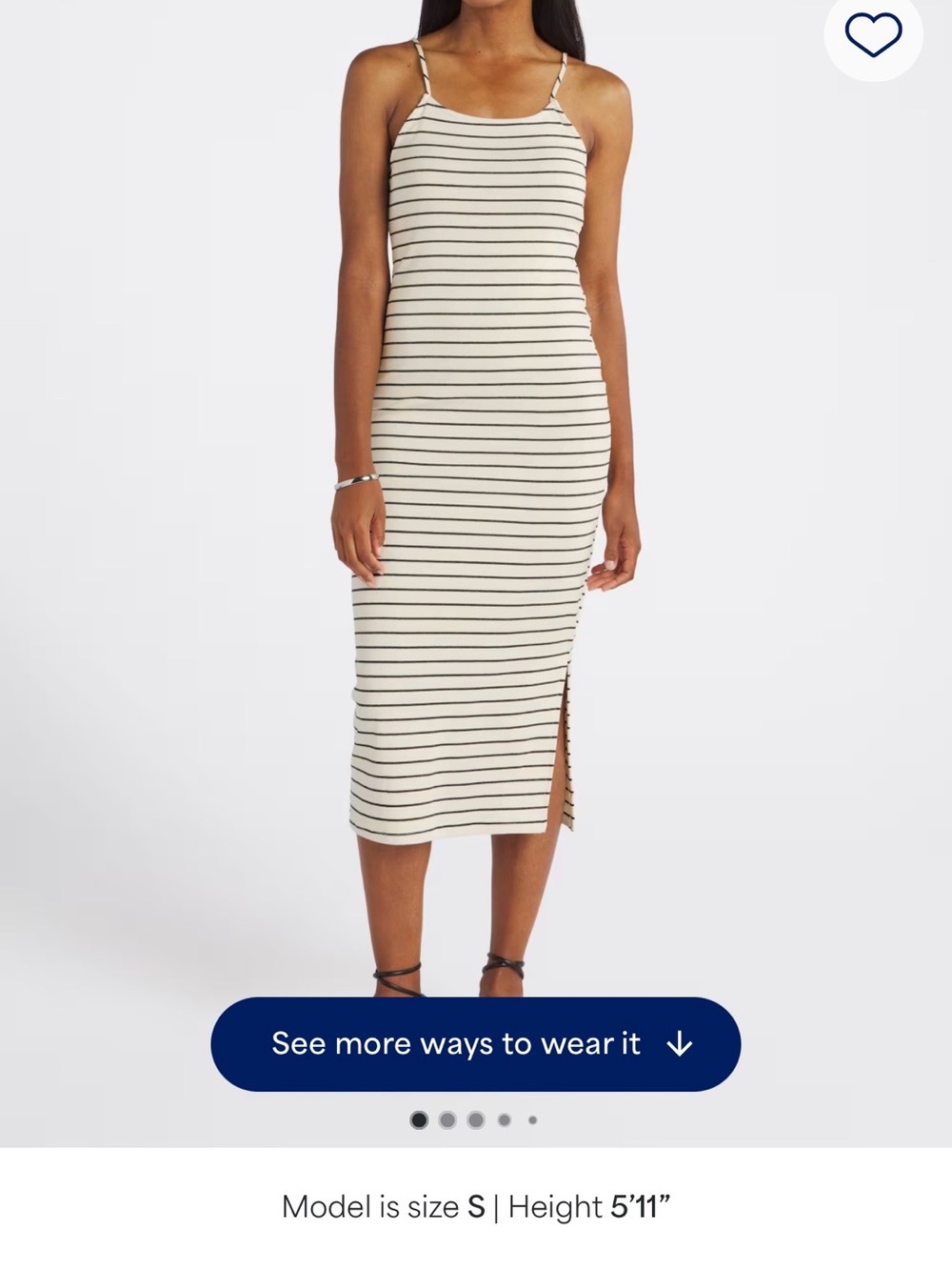 GILLI Cream and Black Striped Midi Tank Dress